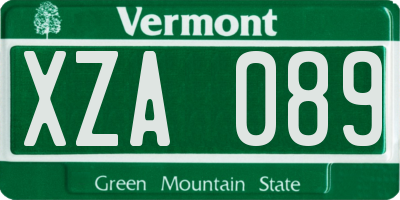 VT license plate XZA089