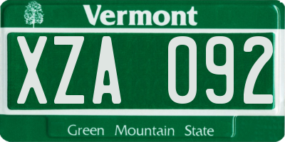 VT license plate XZA092