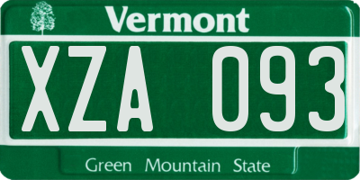 VT license plate XZA093