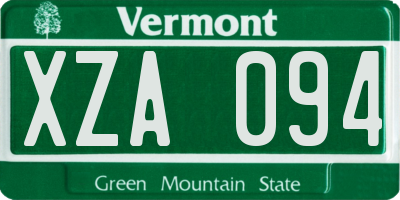 VT license plate XZA094