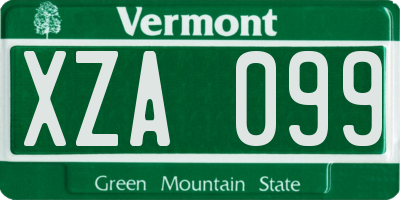 VT license plate XZA099