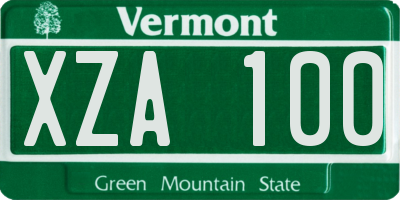 VT license plate XZA100
