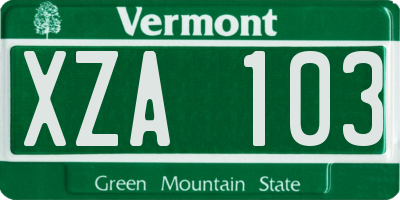 VT license plate XZA103
