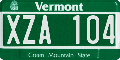 VT license plate XZA104