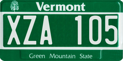 VT license plate XZA105