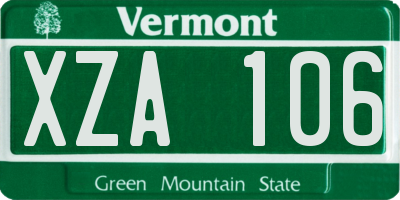 VT license plate XZA106