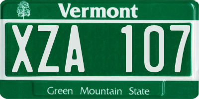 VT license plate XZA107