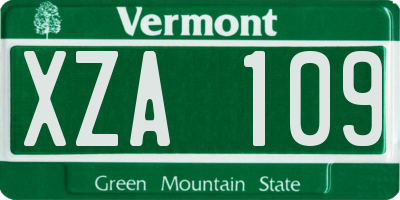 VT license plate XZA109