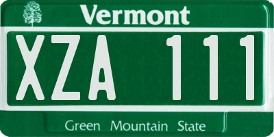 VT license plate XZA111