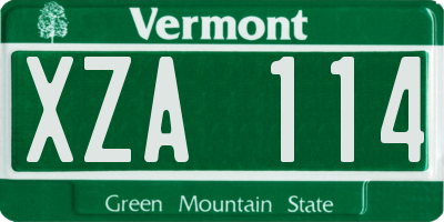 VT license plate XZA114