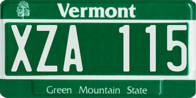 VT license plate XZA115