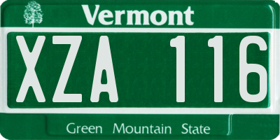 VT license plate XZA116