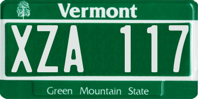 VT license plate XZA117