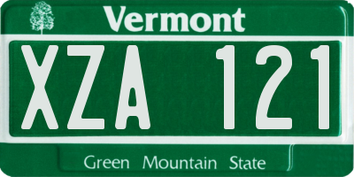 VT license plate XZA121