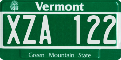 VT license plate XZA122