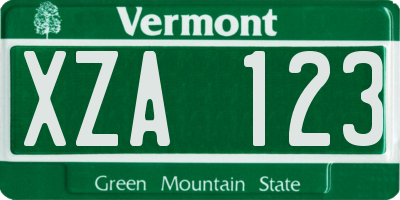 VT license plate XZA123