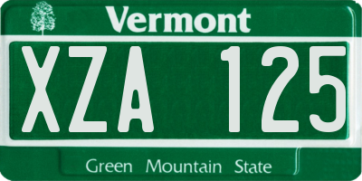 VT license plate XZA125