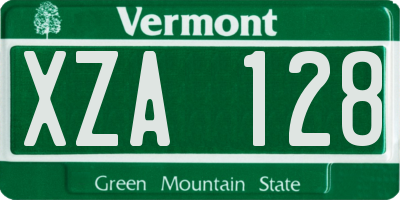 VT license plate XZA128