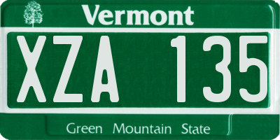 VT license plate XZA135
