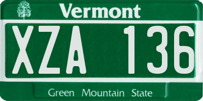 VT license plate XZA136