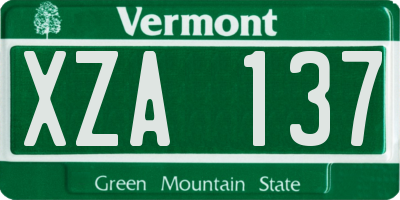 VT license plate XZA137
