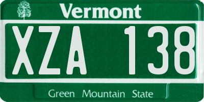 VT license plate XZA138