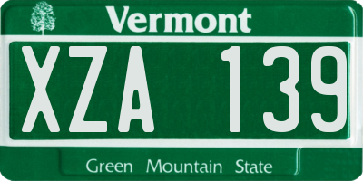 VT license plate XZA139