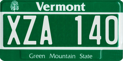 VT license plate XZA140