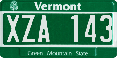 VT license plate XZA143