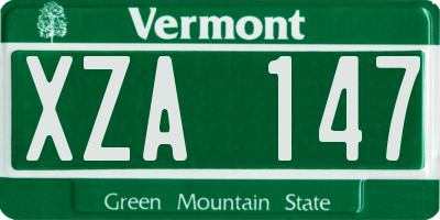 VT license plate XZA147