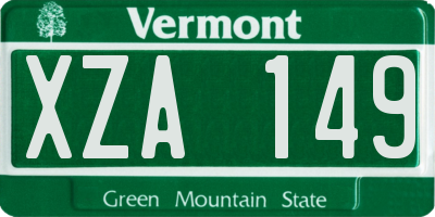VT license plate XZA149