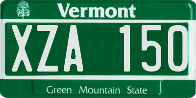 VT license plate XZA150