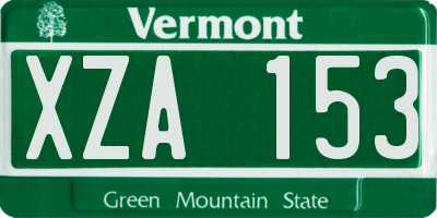 VT license plate XZA153