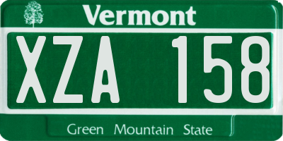 VT license plate XZA158