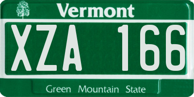 VT license plate XZA166