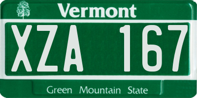 VT license plate XZA167
