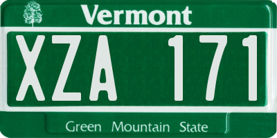 VT license plate XZA171