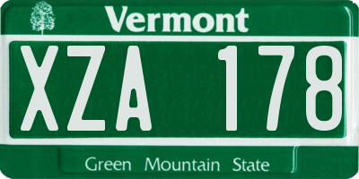 VT license plate XZA178