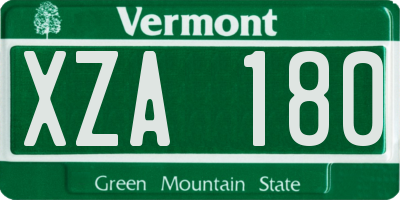 VT license plate XZA180