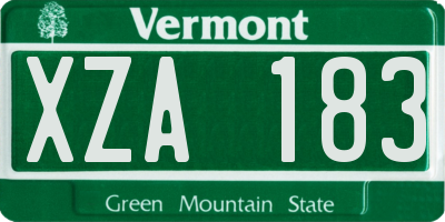 VT license plate XZA183
