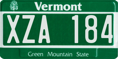 VT license plate XZA184