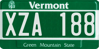 VT license plate XZA188
