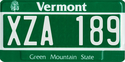 VT license plate XZA189