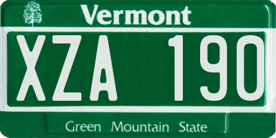 VT license plate XZA190