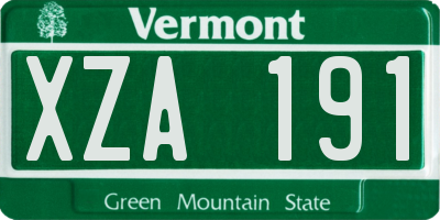 VT license plate XZA191