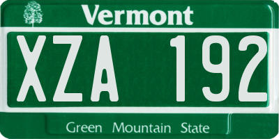 VT license plate XZA192