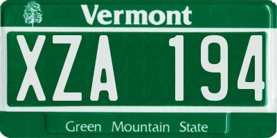 VT license plate XZA194