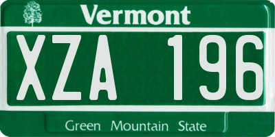 VT license plate XZA196
