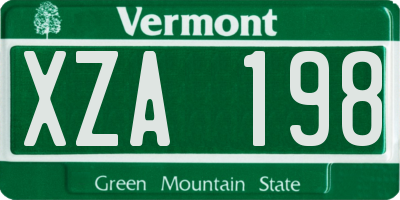 VT license plate XZA198