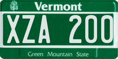 VT license plate XZA200